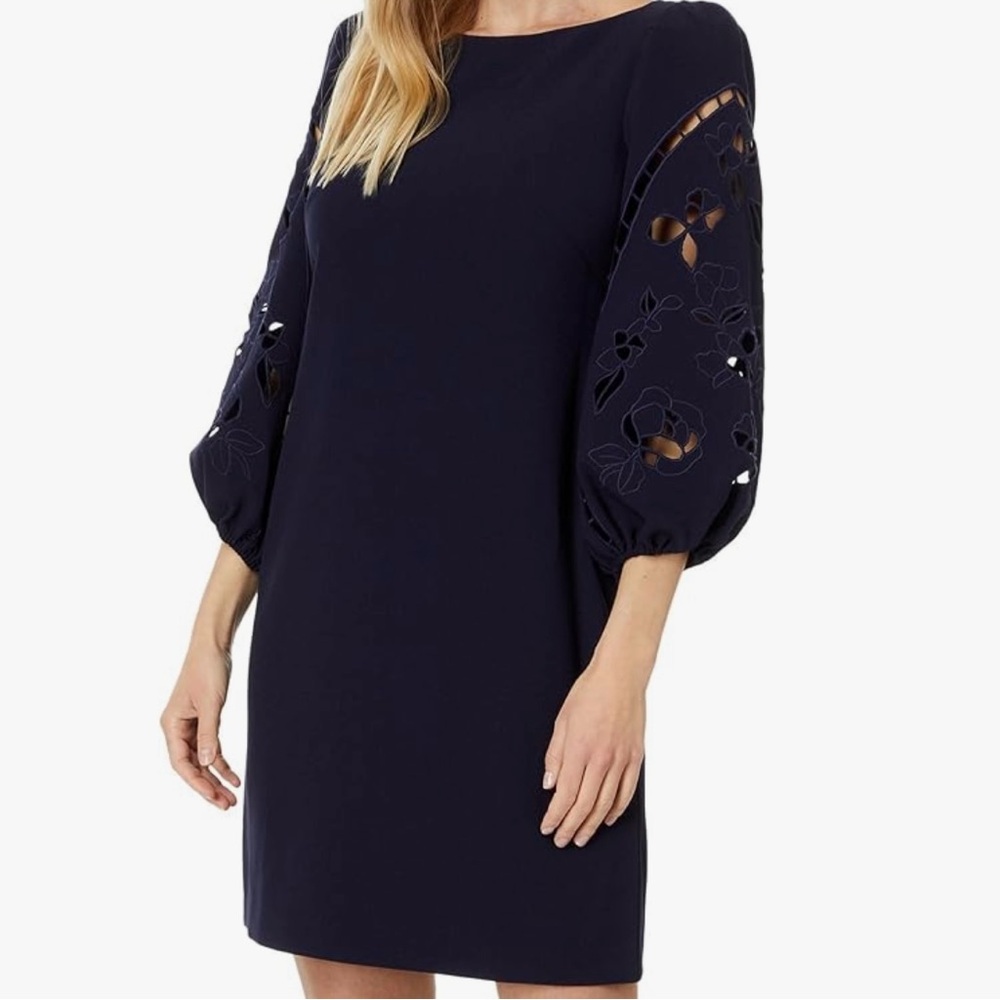 Vince Camuto Women's Signature Crepe Shift Dress, Navy